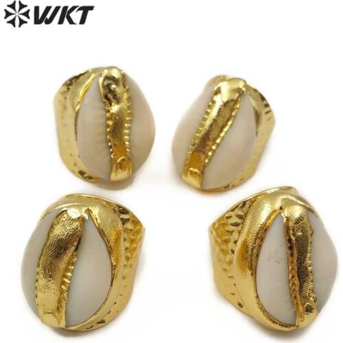 WT-R333 New gold natural cowrie ring ,wholesale 10pcs natural cowrie shell ring for women gift can adjustable size