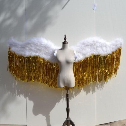Cosplay Gold Shiny Adult Angel Feather Wings Stage Show Halloween Costume Wedding Party Supplies stage performance gift
