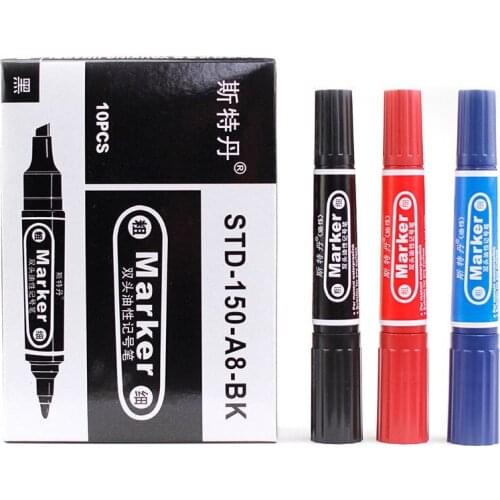 3pcs Dual Tip 2/6mm Black Ink Permanent Oily Waterproof Marker Glass Wood Fabric Tires CD Mark Pen Drawing Writing Stationery