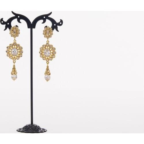 Moroccan Caftan wedding gold earring red and green stone fashion jewelry copper high quality earring