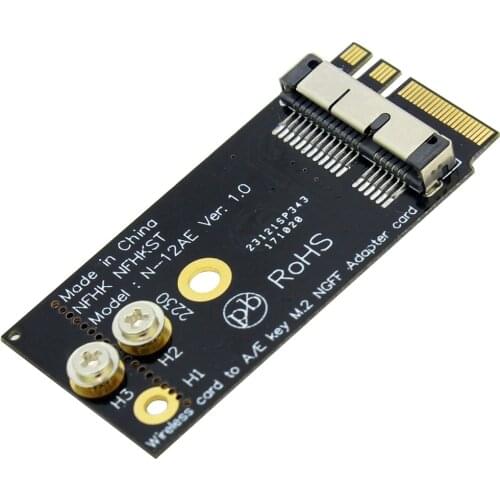 BCM94360CS2 BCM943224PCIEBT2 12+6 Pin Bluetooth Wifi Wireless Card Module to NGFF M.2 Key A / E Adapter for Mac OS