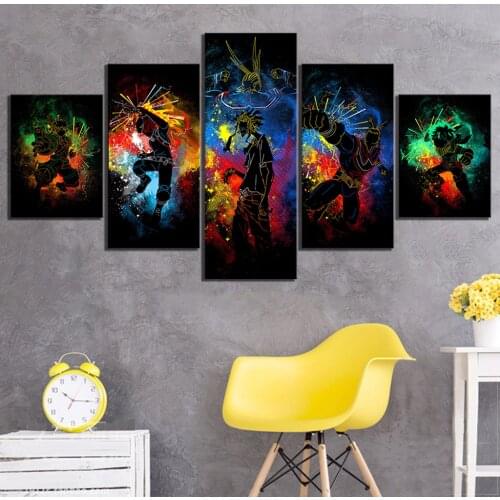 5pcs My Hero Academia Boku No Anime Pictures Wall Art Home Decor Modular Poster Canvas HD Printed Paintings Animation Decoration