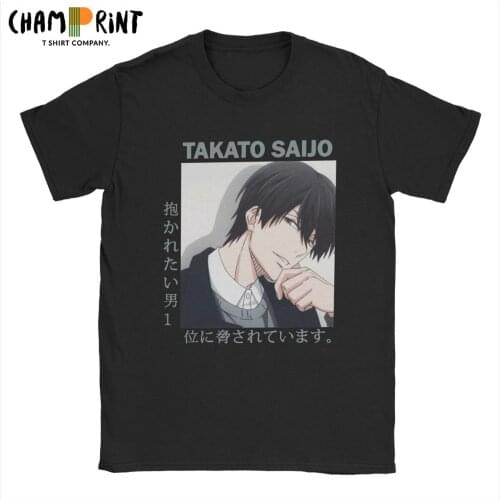Takato Saijo Dakaichi My Number One T Shirt Mens Cotton Leisure T-Shirt Round Neck Tees Short Sleeve Clothing 4XL 5XL