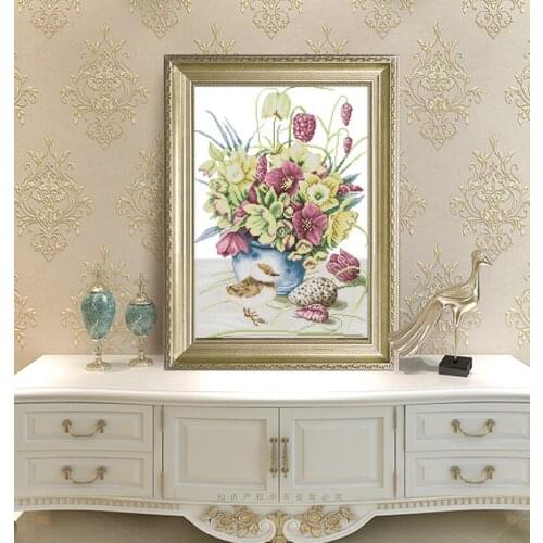 Flowers and bird Cross Stitch Kits Printed patterns canvas Living room Embroidery Needlework set Easy Cross-stitch Home Decor