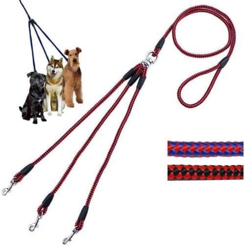 HOT SALES！！！New Arrival Pet Dog 3 Way Nylon Woven Coupler Traction Leash 3 Small Dogs for Walking Leader Wholesale Dropshipping