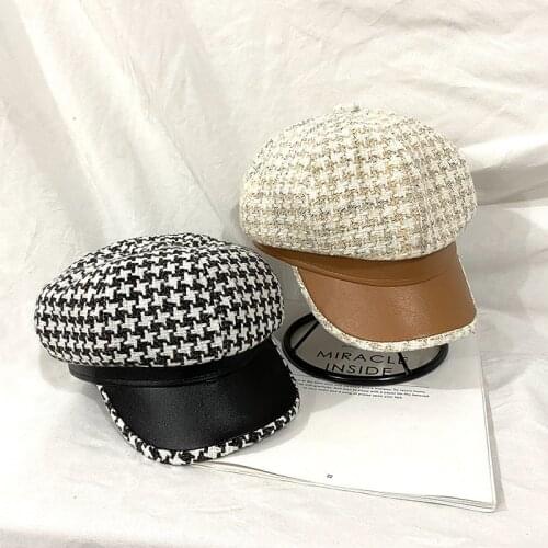 2020 Autumn And Winter Octagonal Hat Retro Plaid Cotton And Linen Warm Womens Navy Hat Baseball Cap Painter Hat Europe