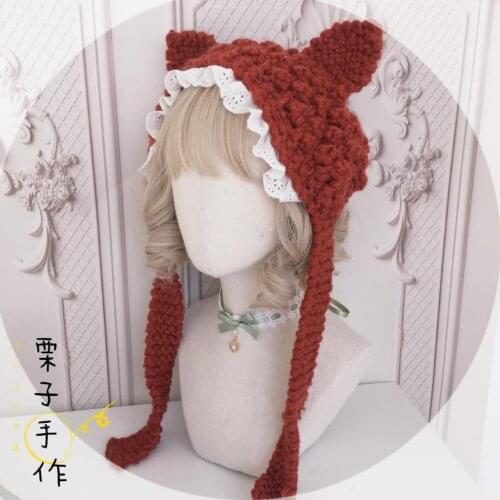 Autumn and Winter Cat Ear Wool Hat Earflaps Warm Cute Sister Hat Female