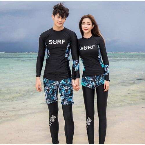 Couple Rash Guards Swimwear Women Sexy Bikini 2019 Womens One Piece Swim Surfing Rushguard Female Split Long Sleeve Drying