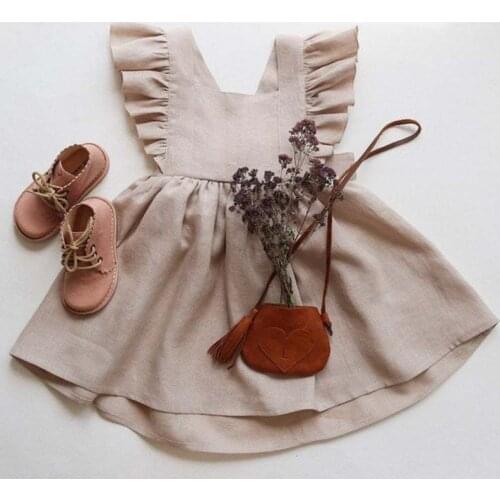 Vintage Girls Beach Dress Summer Cozy Linen Cotton Kids Dresses for Girls Clothing Ruffles Lace Children Boho Costumes vestidos