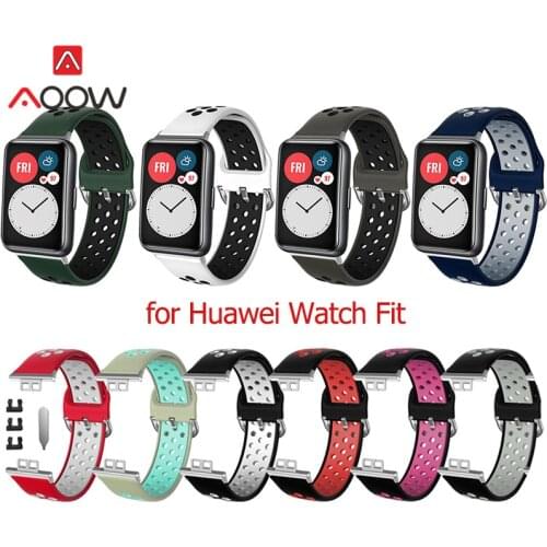 Silicone Sport Strap Breathable Holes Bracelet for Huawei Watch Fit Fitness Smart Watch Men Women Replacement Wrist Band correa