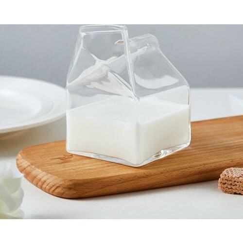 275ml Glass cup milk box coffee cups creative juice bottle clear glass gift