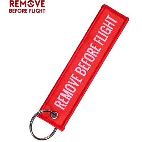 Remove Before Flight Woven Key Ring Special Luggage Tag Label Red Chain Keychain For Aviation Gifts OEM Keychain Fashion Jewelry