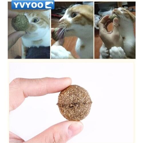 YVYOO Pet Products Cat dog Toy Natural Catnip Ball Menthol Flavor Cat Treats 100% Edible Cats-go-crazy Treats Ball 1pcs D12