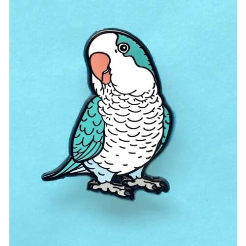 Funny Blue Quaker Parrot Hard Enamel Pin Lively Cute Cartoon Little Bird Animal Medal Brooch Accessories Fashion Jewelry Gift