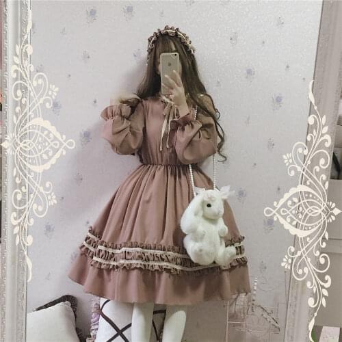 Victorian medieval Gothic Lolita Dress Women Vintage Long Sleeve Retro Temperament Tea Party Sweet Lolita Dress