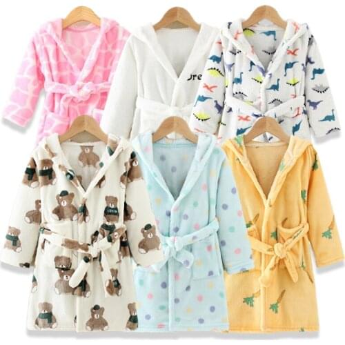 Childrens bathrobe flannel winter childrens pajamas pajamas baby pajamas Nightgown boys and Girls Pajamas 2-10 years old