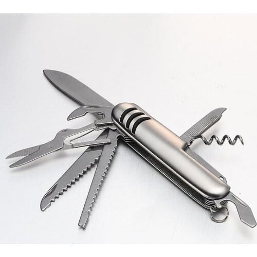11 In 1 Camping Survival Multi Tool Swiss Folding Knife Portable Picnic Camp Fold Cutlery Bottle Outdoor Pocket Knives