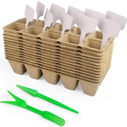 12sets Garden Peat Pots Pulp Flowerpot Vegetable Seedlings Nursery Cup Paper Planter Pot Garden Supplies Seed Tray Planting Tool