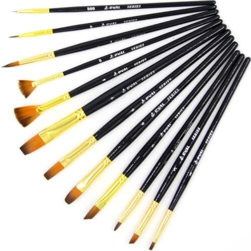 12 piece set Painting Nylon Hair Brush Acrylic Artist Paint Brush For Watercolor School Students Painting Crafts Art Supplies
