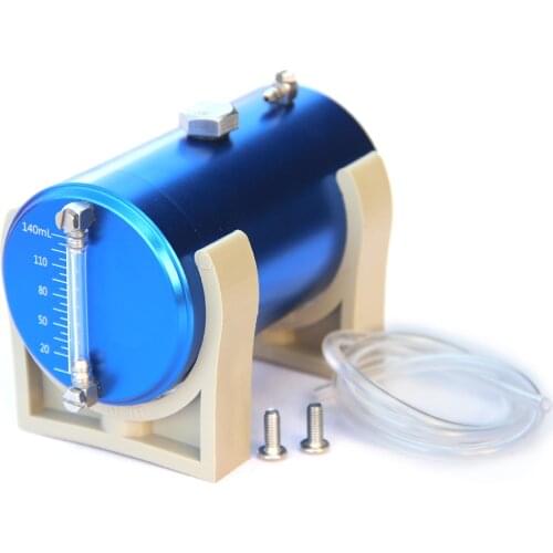 140ml Metal Oil Tank Fuel Container with Oil Level Display and 2x4mm Oil Pipe for Engine Model /Gasoline Powered RC Cars Boats