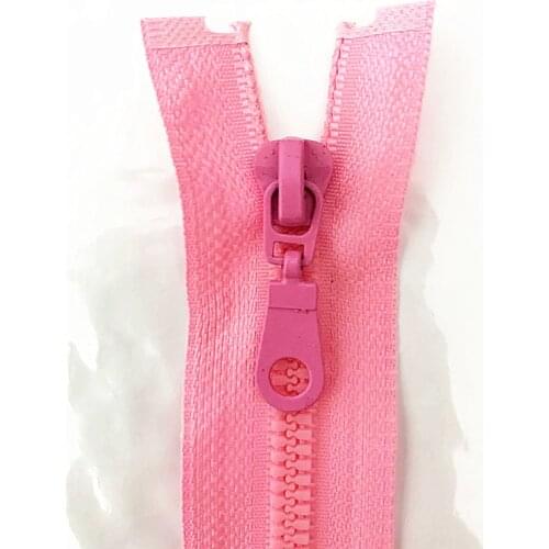 2pcs, 5 # 25cm (10inch) Pink Detachable Resin Zipper with Open End Automatic Eco Lock Plastic Zipper for Sewing Suit