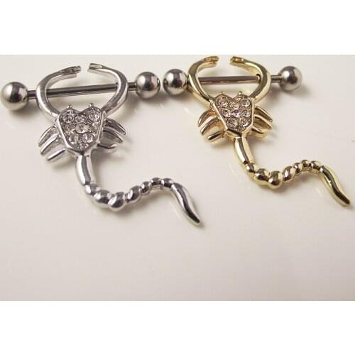 2piece 316L Surgical Steel Sexy Scorpions Mamilo Rings Nipple Ring Barbell Body Piercing Jewelry Bar Women