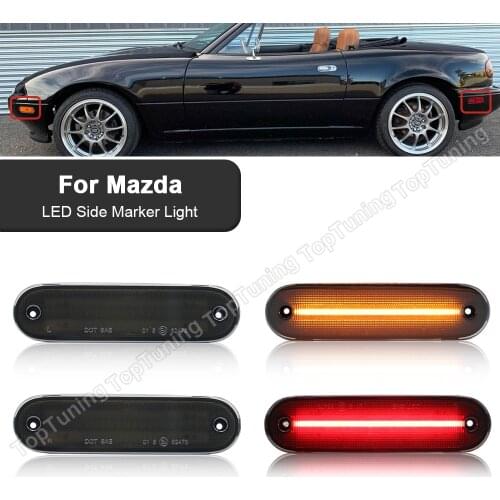 4PCS Front Rear LED Side Marker Lamp Amber Red For Mazda Miata MX-5 MX5 1990-2005 Smoked/Clear Lens Car Light
