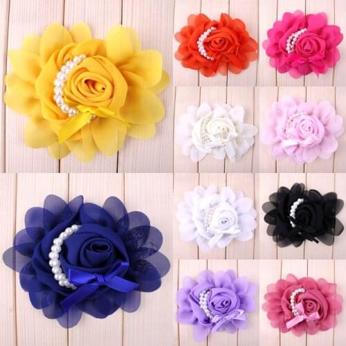 5pcs/lot 10Colors Fashion Children Hair Accessories Artificial Chiffon Artificial Flowers For Wedding Decoration