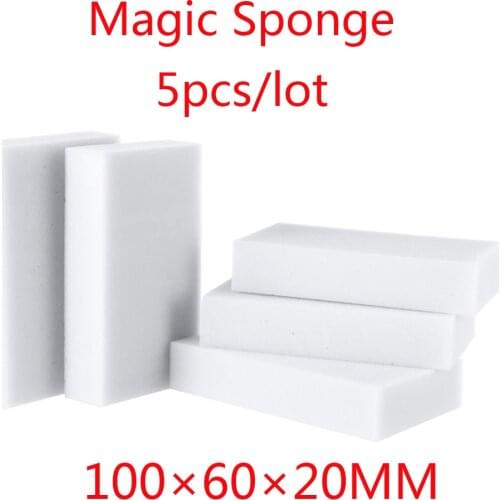 5pcs/lot New 100*60*20mm Sponge Eraser Melamine Cleaner Eco-Friendly White Kitchen Magic Eraser Melamine Sponge Magic