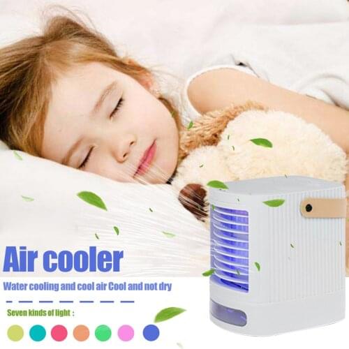 7 Colors Light Usb Air Cooler Fan Portable Air Conditioner 3 Gear Personal Space Water Cooling Mini Air Conditioner Fan#db4
