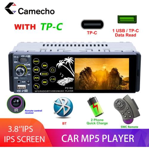 Camecho 3.8 inch MP5 player Wince Car radio HD IPS capacitive touch screen Car single set MP5 P5180 FM TF card for Universal