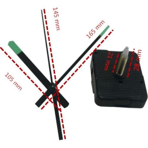 DHL 100 sets 28 mm sharft length Quartz Movement Mechanism Silent Clock Black Red Hands DIY Part Kit Tool 5 different hands