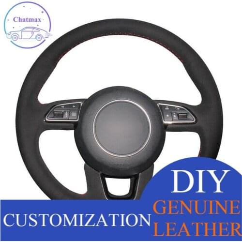For Audi Q3 Q5 2013 2014 car hand-sewn steering wheel cover black suede leatherAnti-slip fit all season