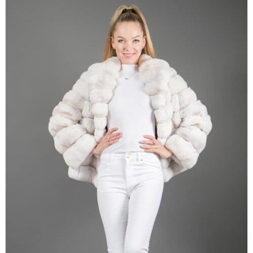 CNEGOVIK Fur Jacket Coat Women 2021 Winter Fashion Warm Real Rex Rabbit Fur Overcoat With Suit Collar