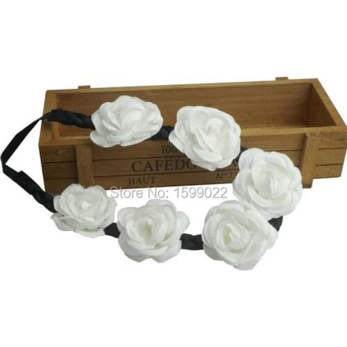 Festival Elastic Hippie Flower Headband Women Girls Faux Hair Accessories Weddiing White Hairband Victorian Maternity Photo Prop