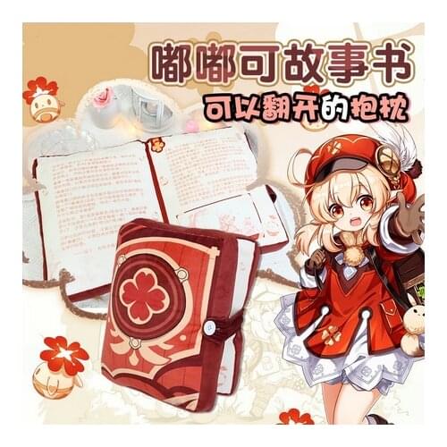 Game Anime Genshin Impact Klee Foldable Cartoon Plush Stuffed Book Throw Pillow Sofa Cushion Toy Gift Cosplay