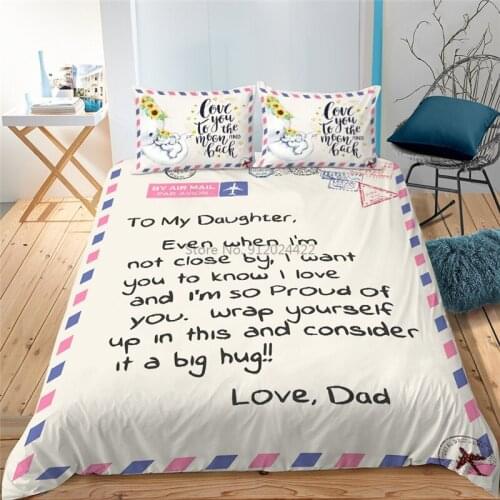 To Daughter Son Letter Quilt Express Duvet Cover Set Pillowcases Bedding Sets Twin Full Queen King Adult Children Kids Bed Sets