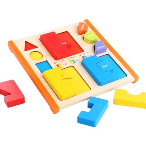 Montessori Materials Color Shape Matching Puzzle for Toddlers Montessori Educational Wooden Toys for Children 3d Puzzles Babies