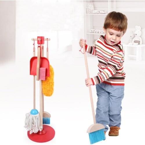 YOBANG Kids Cleaning Set 7 Piece Wooden Detachable Toy Cleaning Set Includes Kid-Sized with Housekeeping Broom Mop Duster