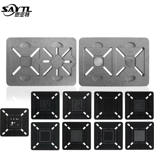 BGA Reballing Stencil Kits Set Solder Template Directly Heated Stencil Holder for iPhone CPU A13 A12 A11 A10 A9 A8 repair tool