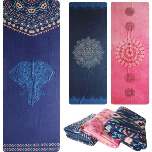185cm*65cm Non-Slip Yoga Towel Pad Retro Style Meditating Gym Exercise Portable Yoga Mat Cover Towel Blanket Soft With Free Bag