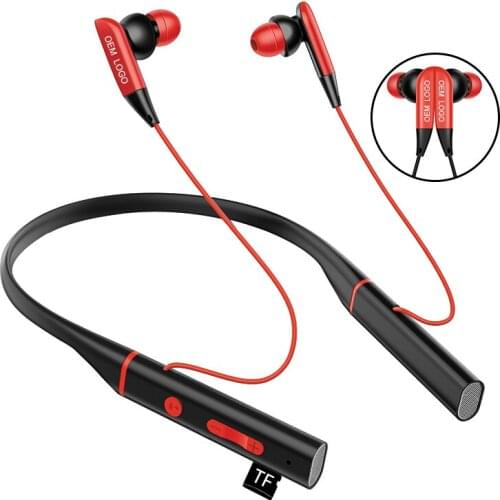 New sports bluetooth headset with card MP3 hanging neck headset, stereo subwoofer bluetooth headset with microphone