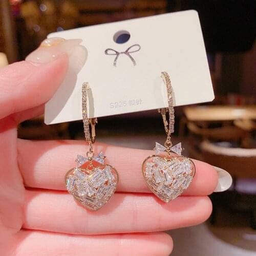 2021 Korean New Luxury Fashion Jewelry Boho Crystal Drop Earrings for Women Round Gold Color Bridal Earrings Jewelry Gift