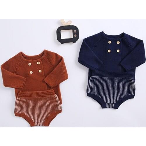 2019 NewBaby Girl Clothes Cotton Knit Set Baby Coat and Shorts Spring Autumn Infant Clothing Suit Baby Boy Clothes Winter Outfit