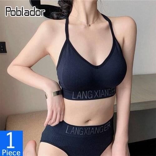 Poblador New Sexy Womens Cotton Panties Or Bras Popular Letter Sport Comfort Lady Lingerie Low Waist Female Fashion Underwear