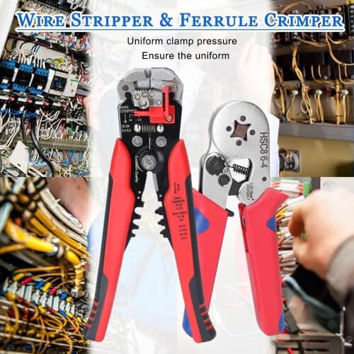 0.25-6mm² Crimping Pliers and YE-1R 0.2-6.0mm² Stripping Cutting Plier Kit Insulation Tube Terminal Suit Ferrule Crimping Tools