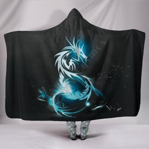 Dragon 3D Printed Wearable Blanket Adults For Kids Various Types Hooded Blanket Fleece blanket