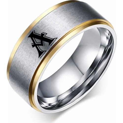 8MM Personalised Initial Ring Engrave A to Z Alphabet Stainless Steel Signet Blank Plain Ring Band 12 Zodiac Ring For Men Women