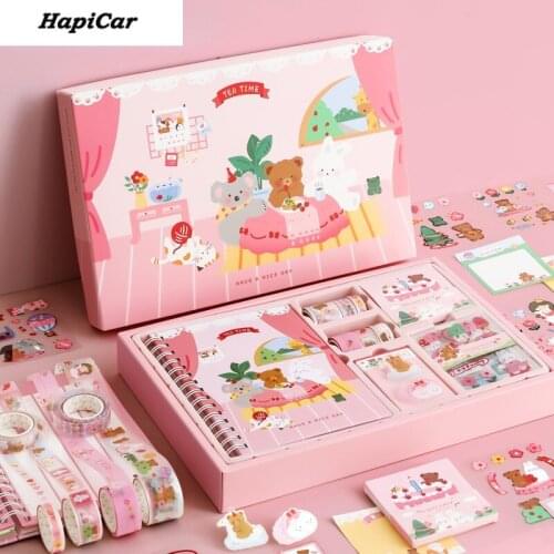 Flaming Bunny Gift Box 81-piece Set Cute Wind Coil Handbook PET Sticker Washi Tape Student Gift Korean Stationery Budget Student