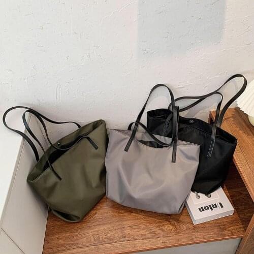Popular Simple Female Daily Bag Fashion Big Capacity Shoulder Bag Nylon Handbag Female Solid Color Shopping Tote 2020 Bags New